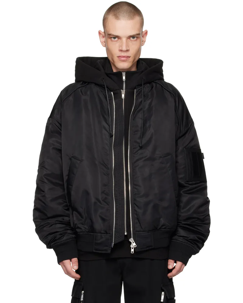 JUUN.J Black Layered Bomber Jacket Black