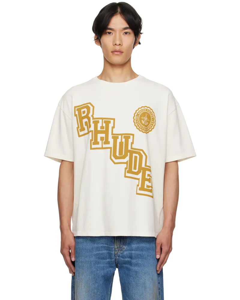 RHUDE Off-White 'Rhude' Collegiate Crest T-shirt White