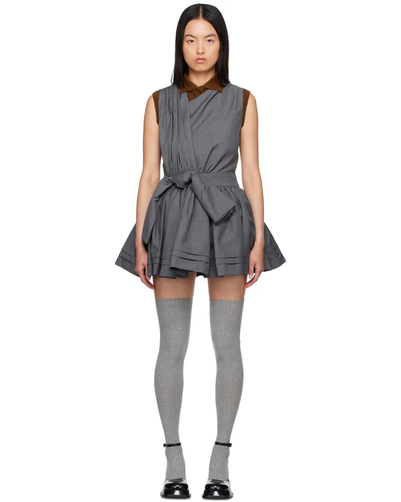 SHUSHU/TONG Gray Gathered Minidress Gr100
