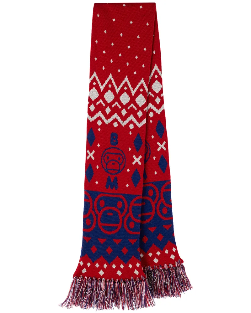 BAPE Kids Red Baby Milo Nordic Scarf Red