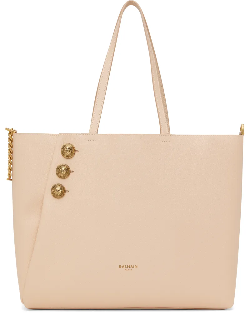 Balmain Pink Emblème Grained Calfskin Tote 0dx