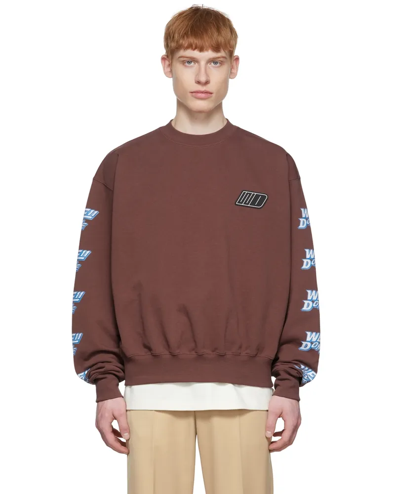 WE 11 DONE Brown Cotton Sweatshirt Brown