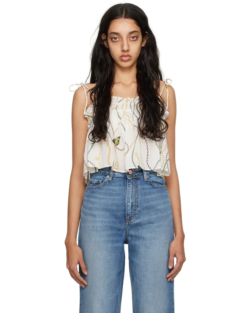 Ganni White Printed Tank Top 135