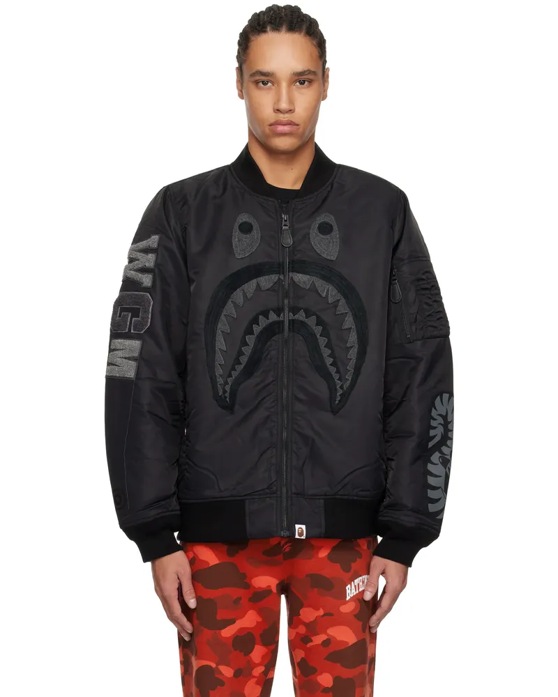 BAPE Black Shark MA-1 Bomber Jacket Black