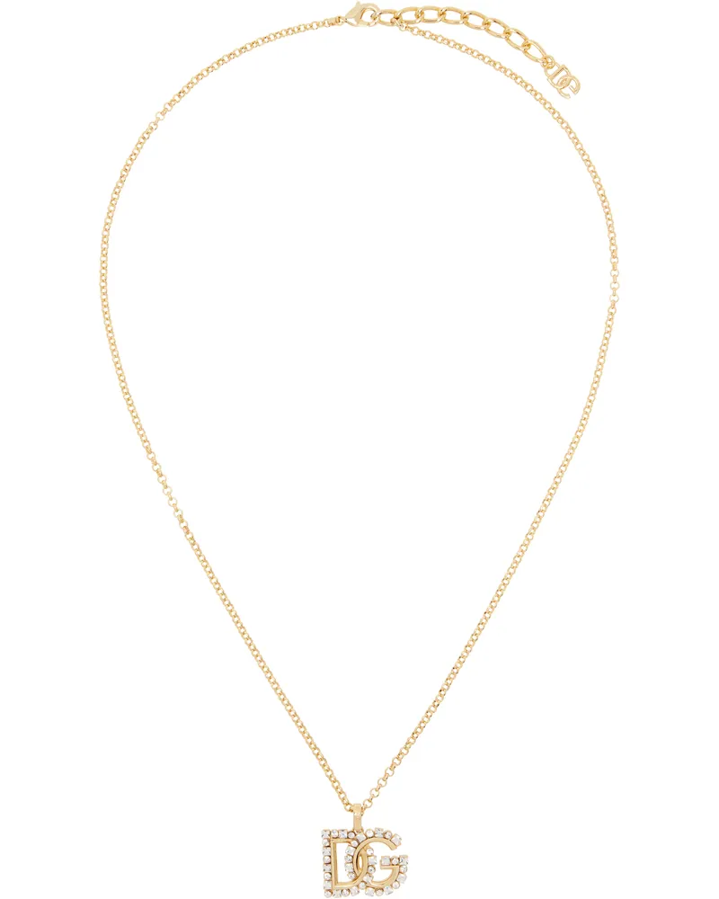 Dolce & Gabbana Gold 'DG' Logo Chain Necklace Zoo00