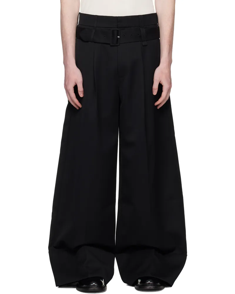 Simone Rocha Black Wide Leg Multi Belt Loop Trousers Black