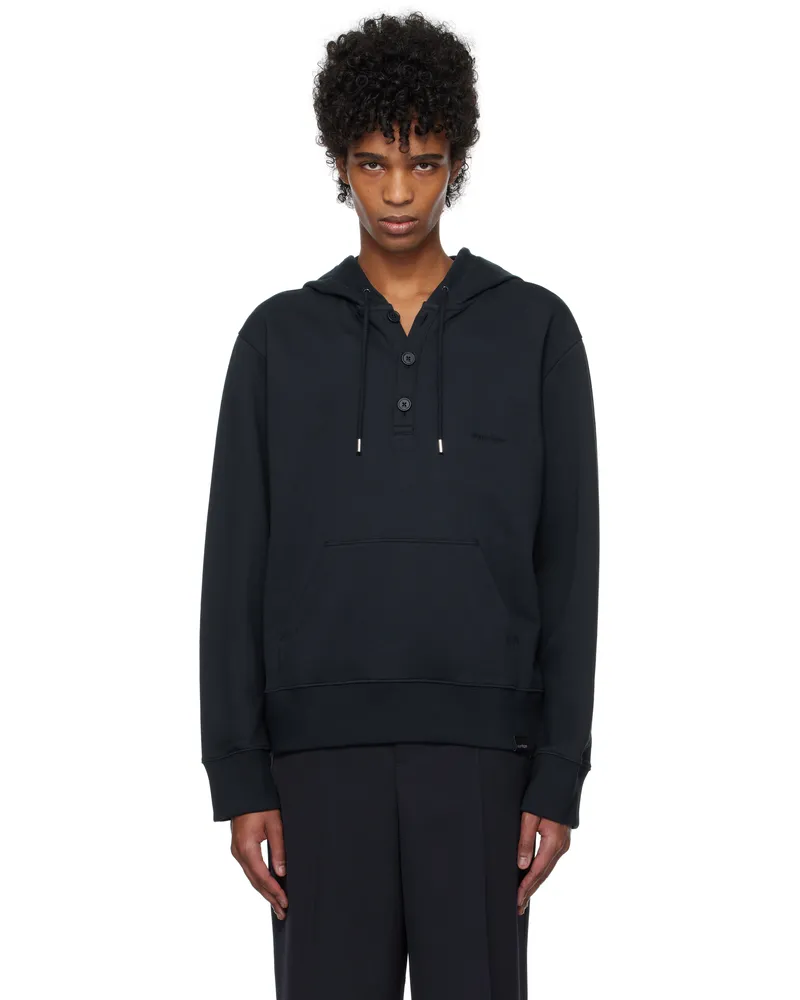 Courrèges Navy Buttoned Hoodie 7075