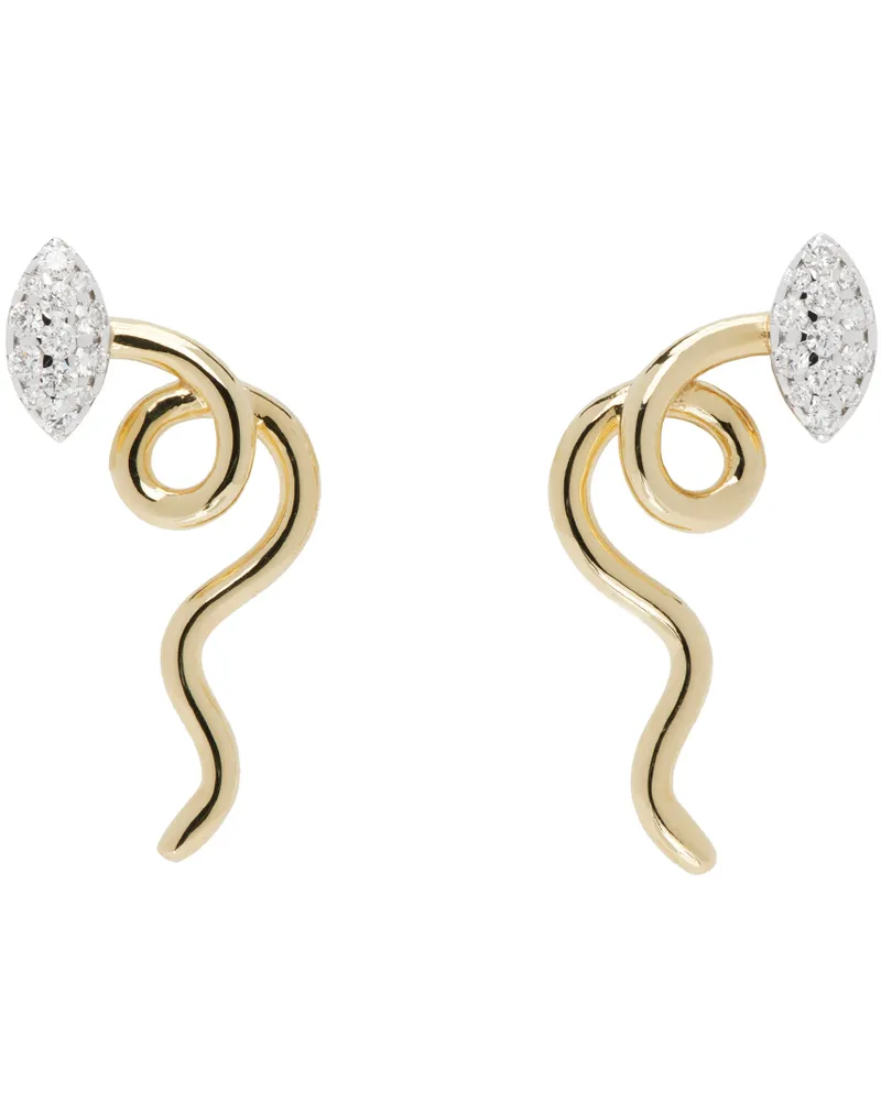Bea Bongiasca Gold Vine Pavé Earrings Gold