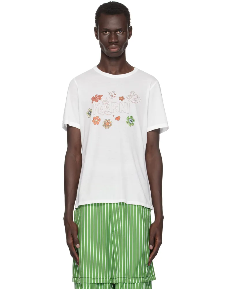Marni White Printed T-shirt Fcw01