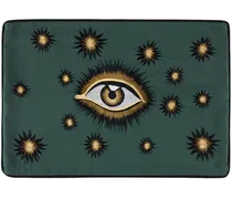 Green Embroidered Eye Cushion Case
