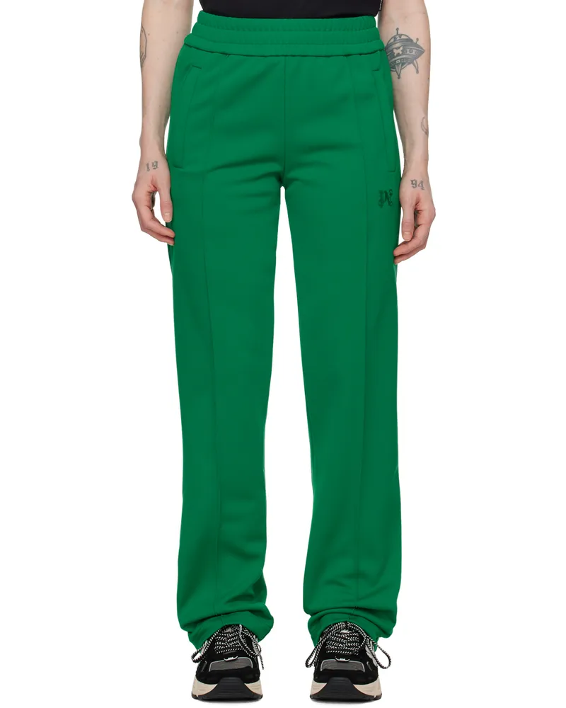 Palm Angels Green Monogram Track Pants Green