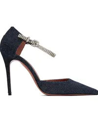 Amina Muaddi Navy Ursina Pump Heels Dark