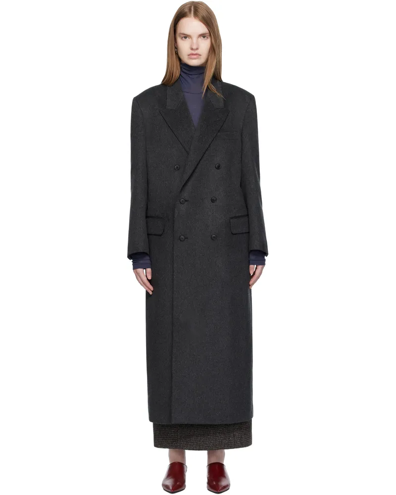 AURALEE Gray Cashmere Moleskin Coat Top