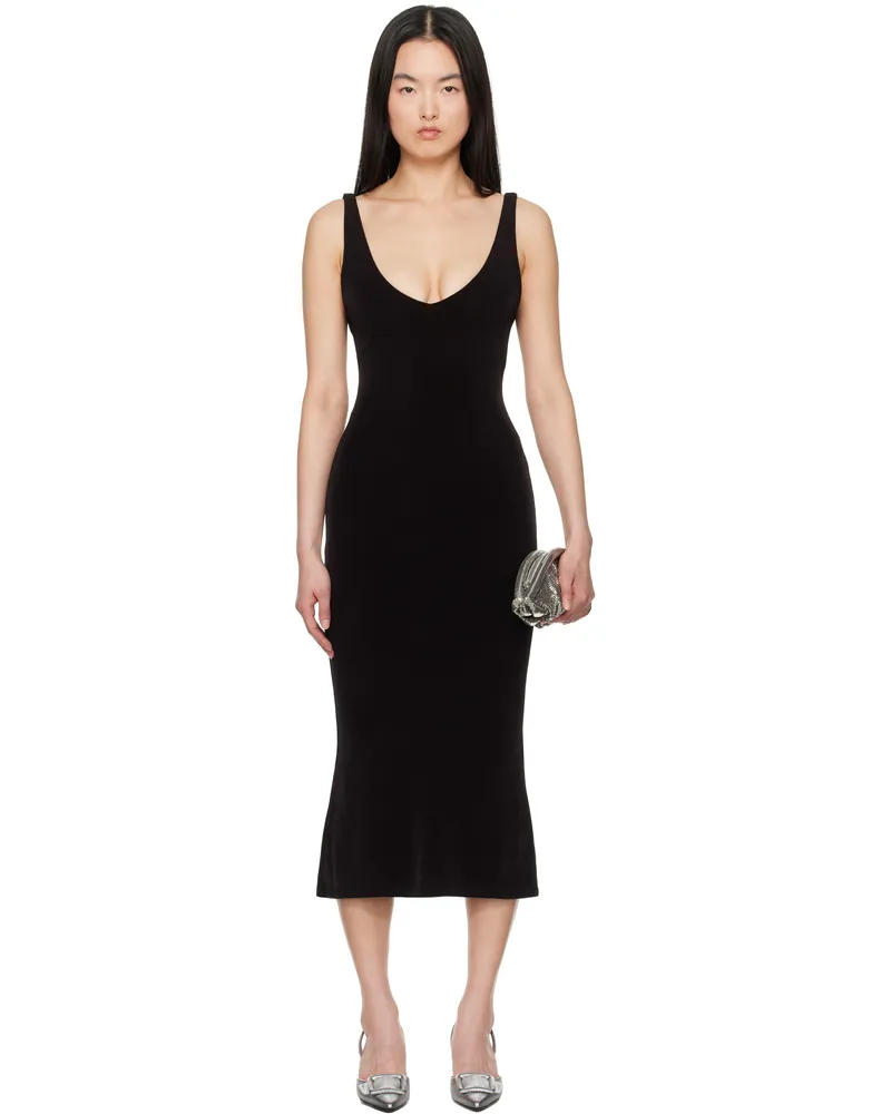 Mirror Palais Black Iman Supermodel Midi Dress Black