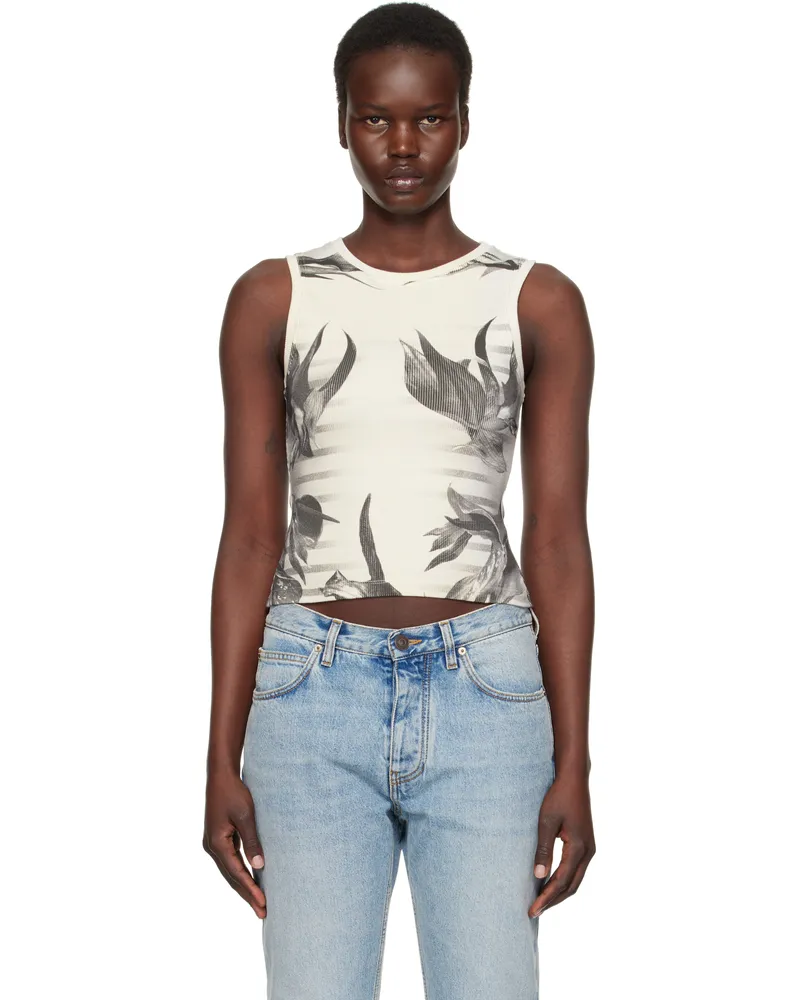 Jean Paul Gaultier Black & White 'The Flower Body Morphing Marinière' Tank Top 010200