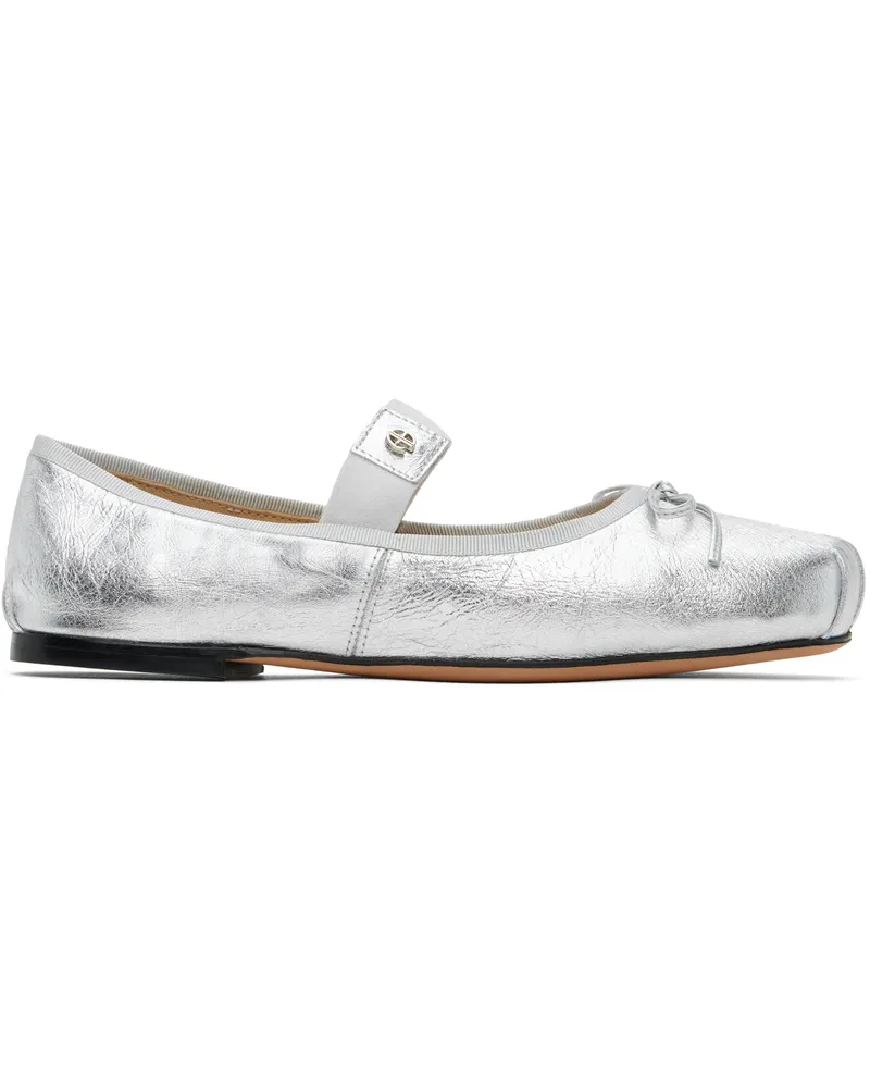 Anine Bing Silver Jolie Ballerina Flats Ivory