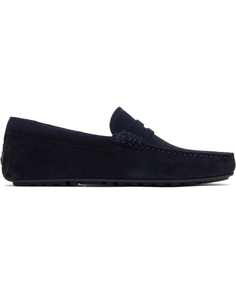 HUGO BOSS Navy Portuguese-Crafted Suede Loafers 401-dark