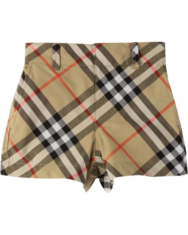 Burberry Baby Beige Check Cotton Shorts Sand