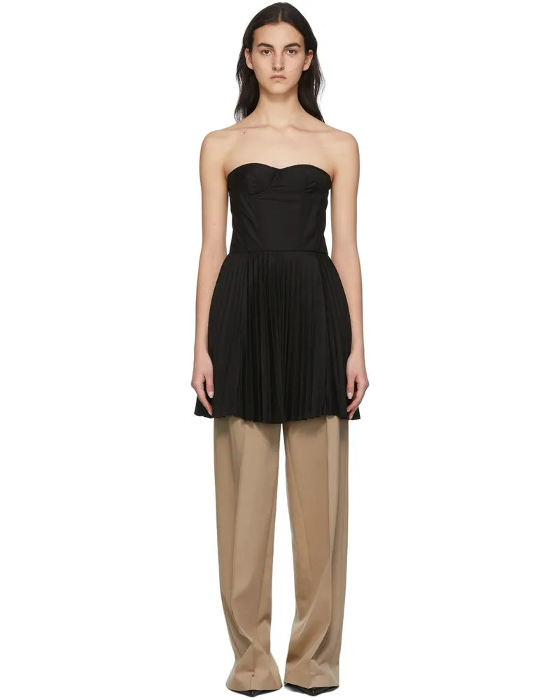 Rokh Black Pleated Corset Dress 00