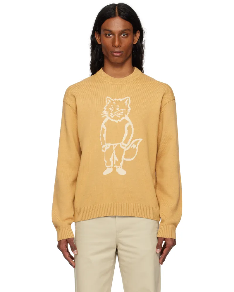 Kitsuné Beige Dressed Fox Intarsia Sweater 0102