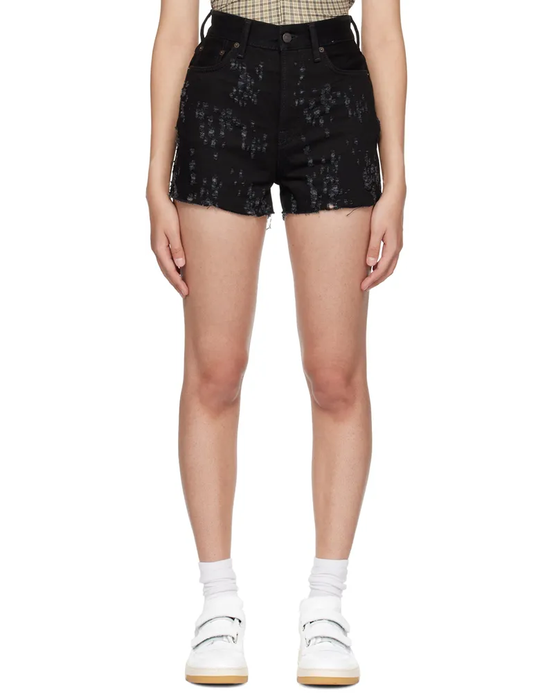 Acne Studios Black Distressed Denim Shorts Black