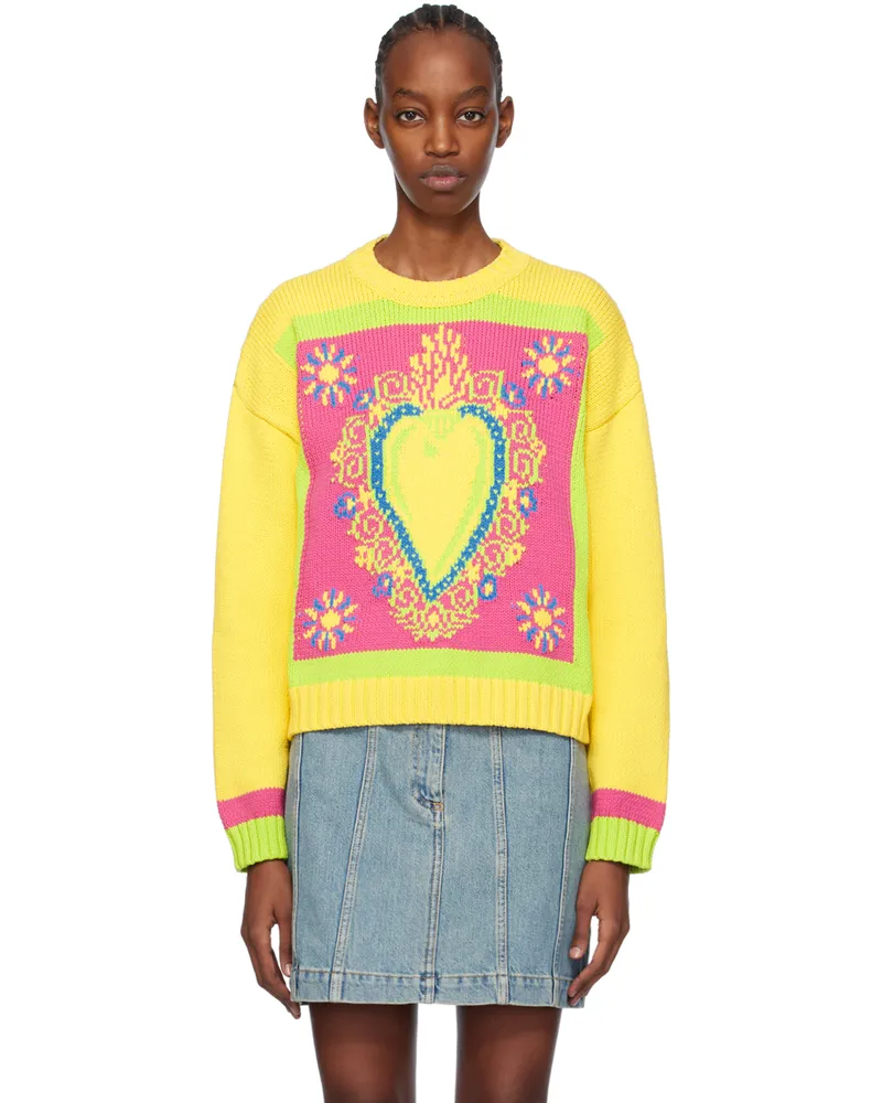 Moschino Yellow Intarsia Sweater A1027