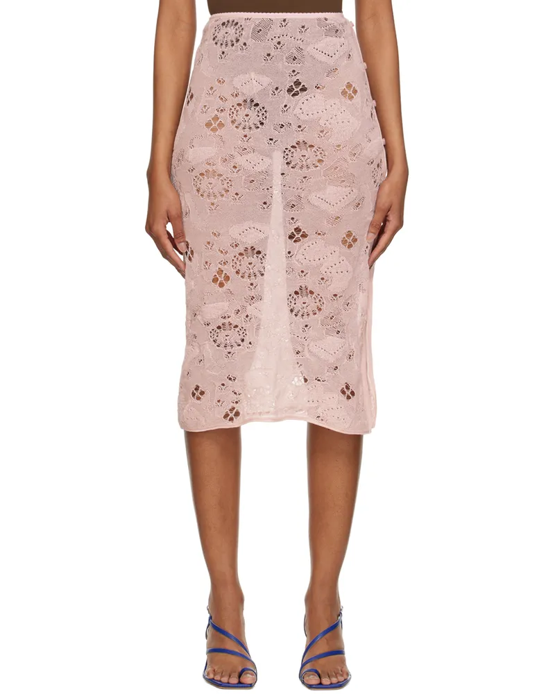 Olēnich Pink Cutout Midi Skirt Blush