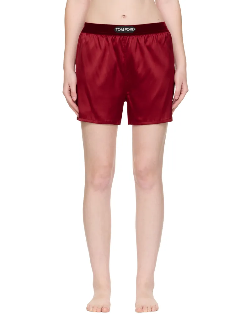 Tom Ford Red Stretch Silk Satin Boxer Shorts Er402