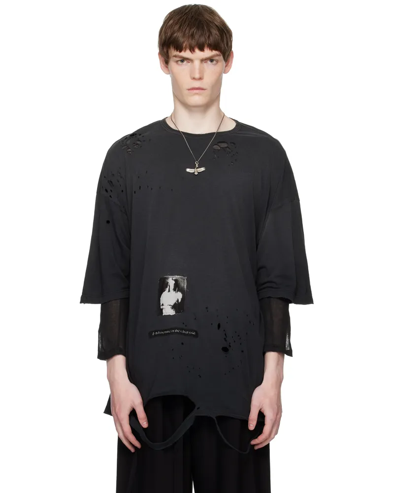 Ann Demeulemeester Black Dieter High Comfort Fit T-Shirt Faded