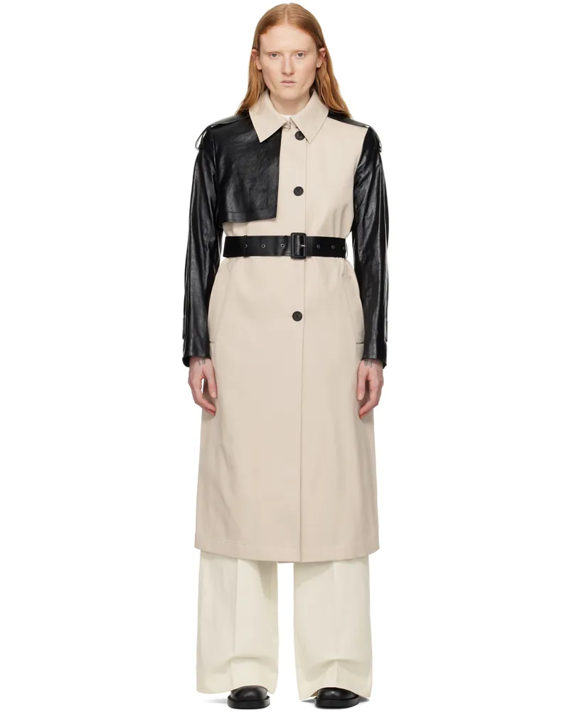 Mackage Beige & Black Leiko Trench Coat Trench