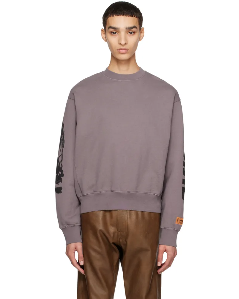 Heron Preston Gray Flaming Skull Sweatshirt Grey