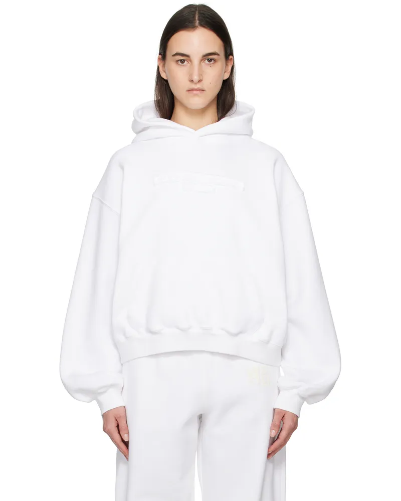 Alexander Wang White Oversize Logo Hoodie White
