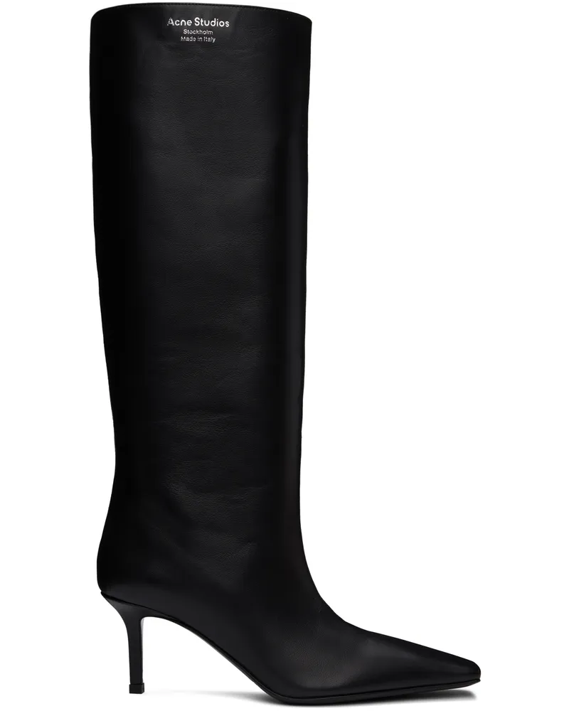 Acne Studios Black Leather Tall Boots Black