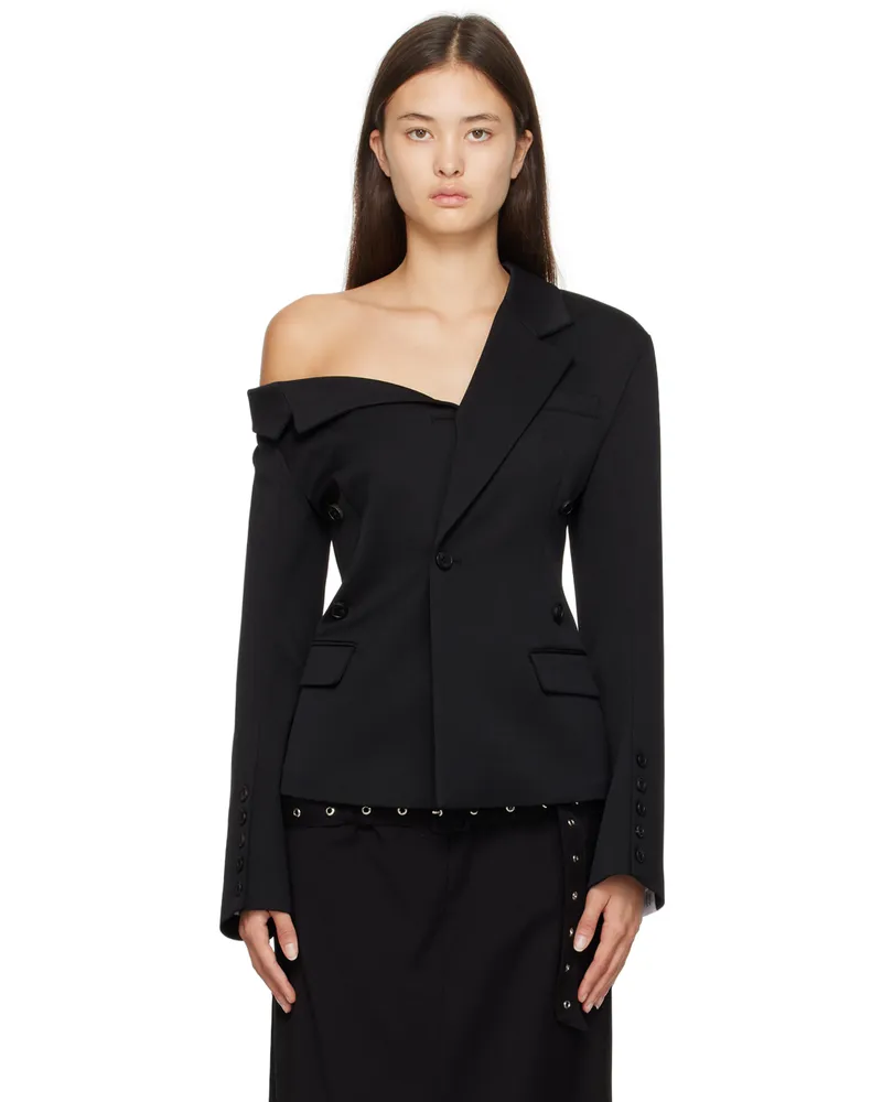 Rokh Black Asymmetric Collar Blazer 00black