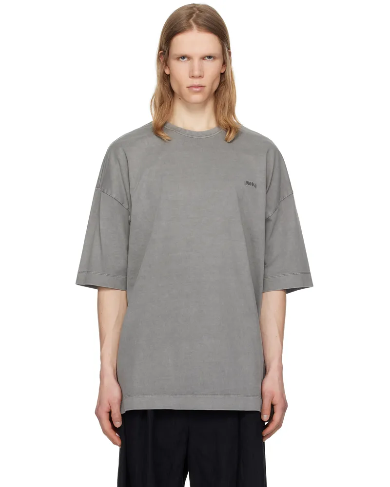JUUN.J Gray 'Language' Lettering Dyed Over Fit T-shirt Lgrey