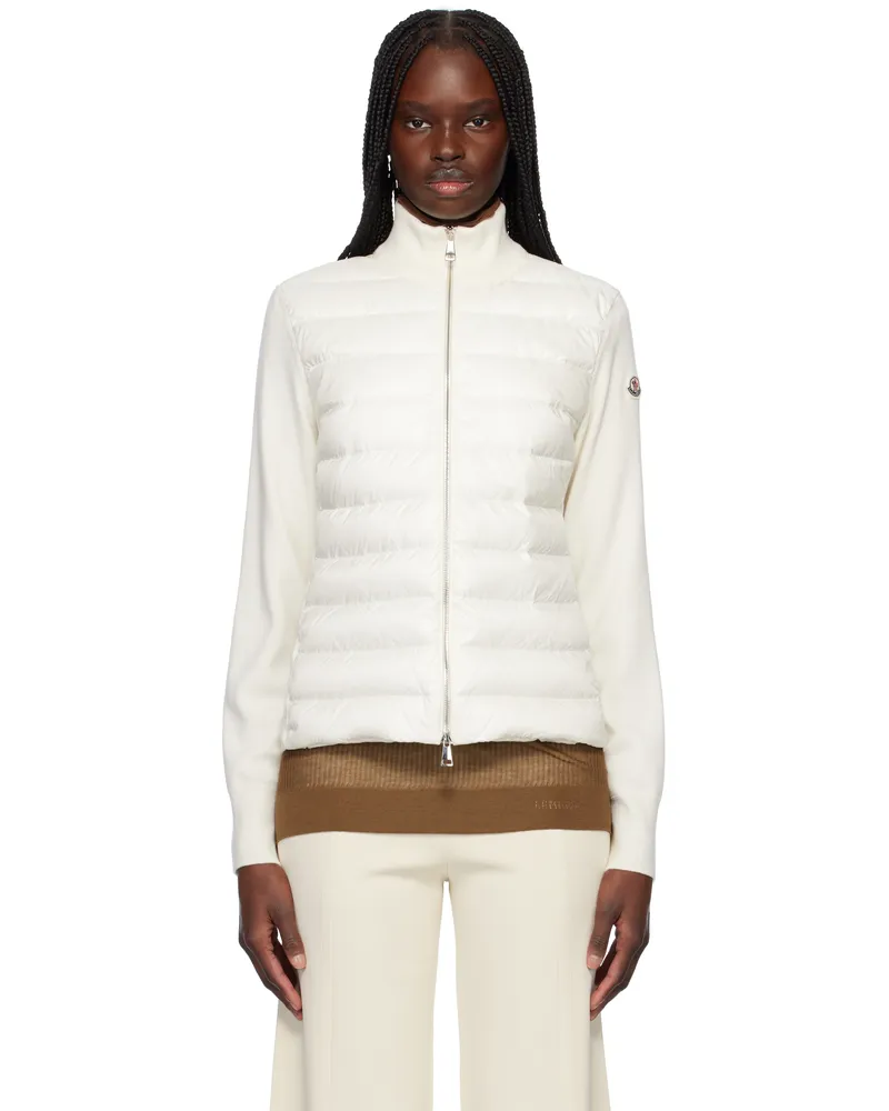 Moncler Off-White Padded Wool Zip-Up Down Cardigan 030