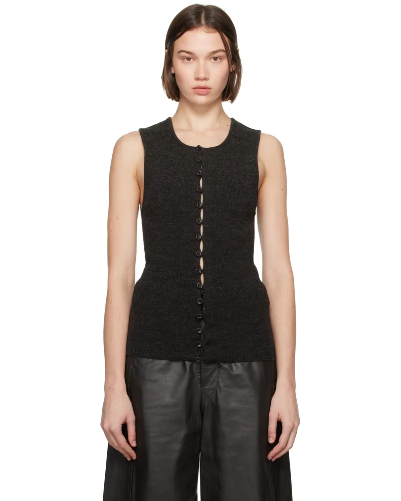 Christophe Lemaire Brown Sleeveless Fitted Cardigan Br507