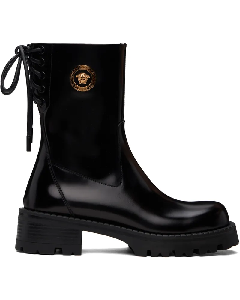 Versace Black Alia Ankle Boots 1b00v-black-gold