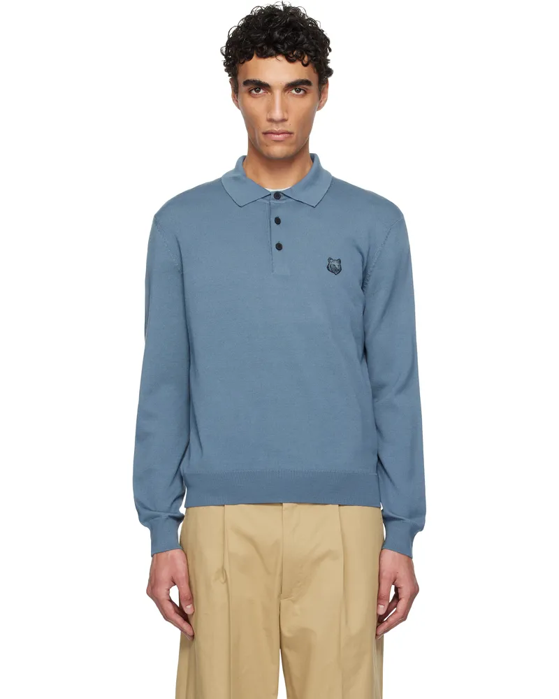 Kitsuné Blue Bold Fox Head Patch Polo 0075