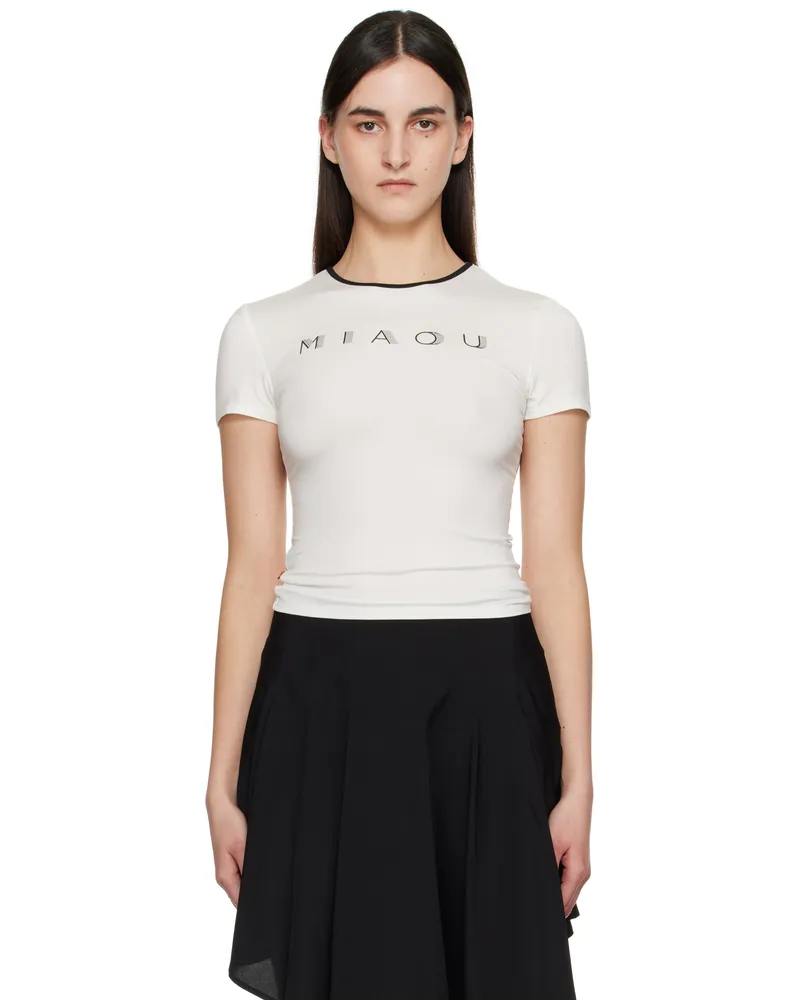 Miaou White Rhinestone Mini T-shirt White