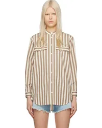 Frame Denim White & Brown Femme Pocket Shirt Mocha