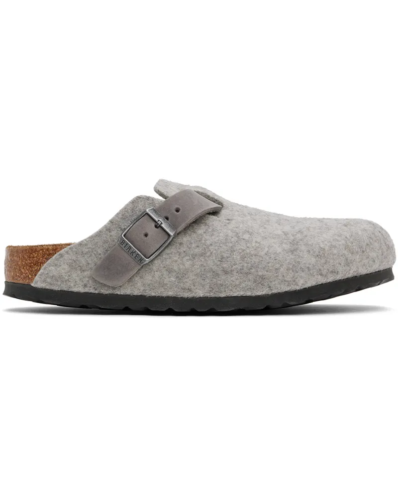 Birkenstock Gray Narrow Boston Slip-on Loafers Light