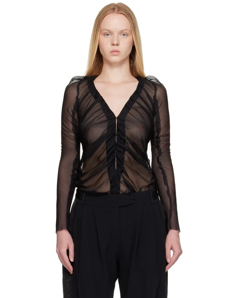 AARON ESH Black Ruched Blouse Black