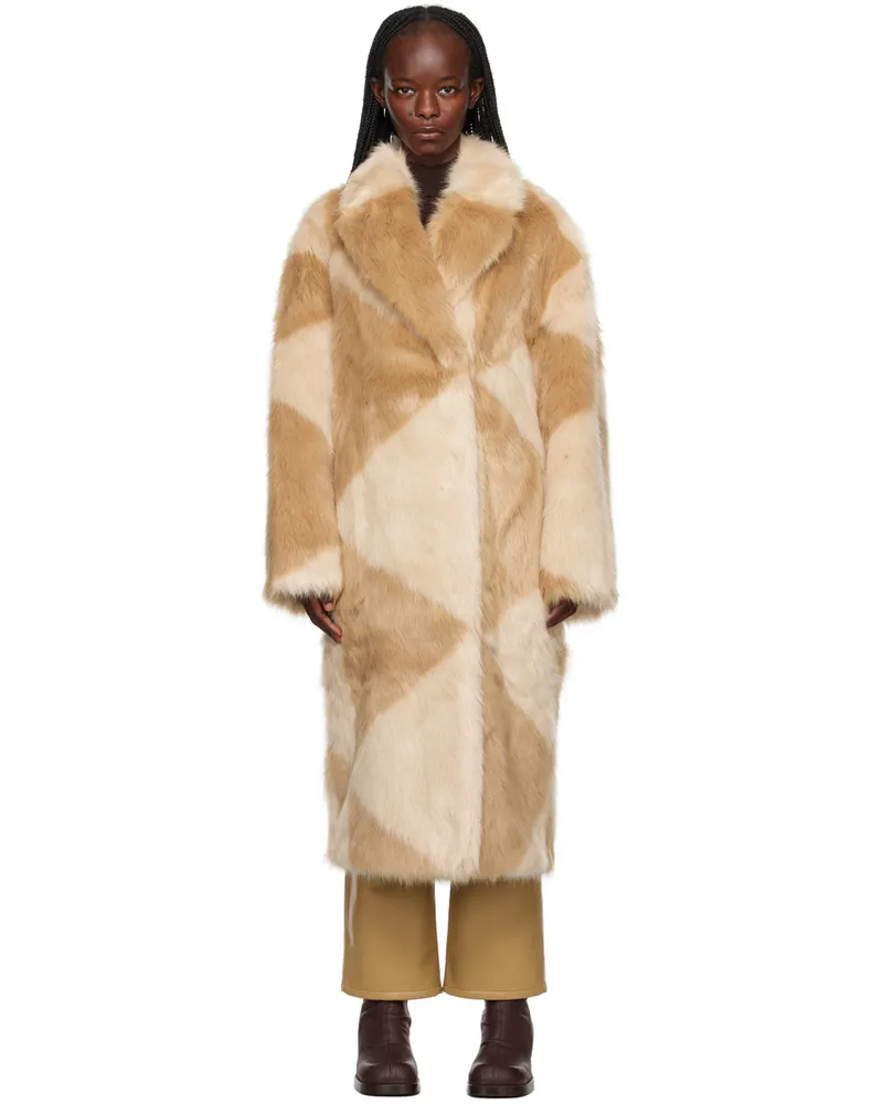 STAND Beige Genevieve Faux-Fur Coat Beig