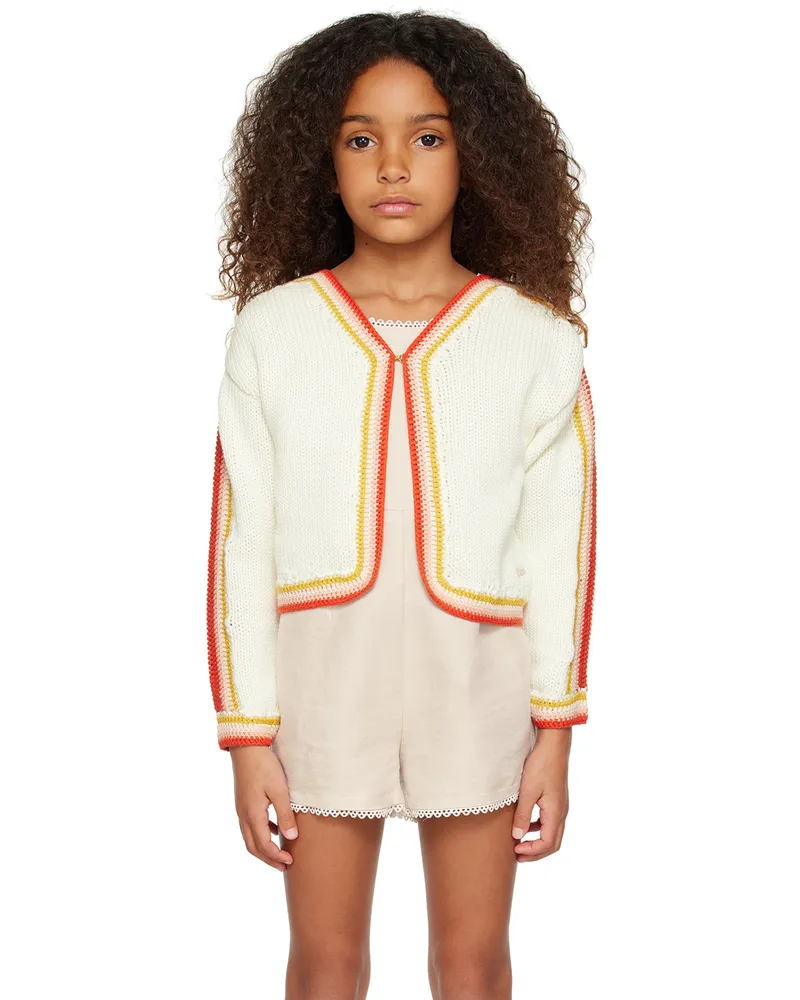 Chloé Kids Off-White Striped Cardigan 117