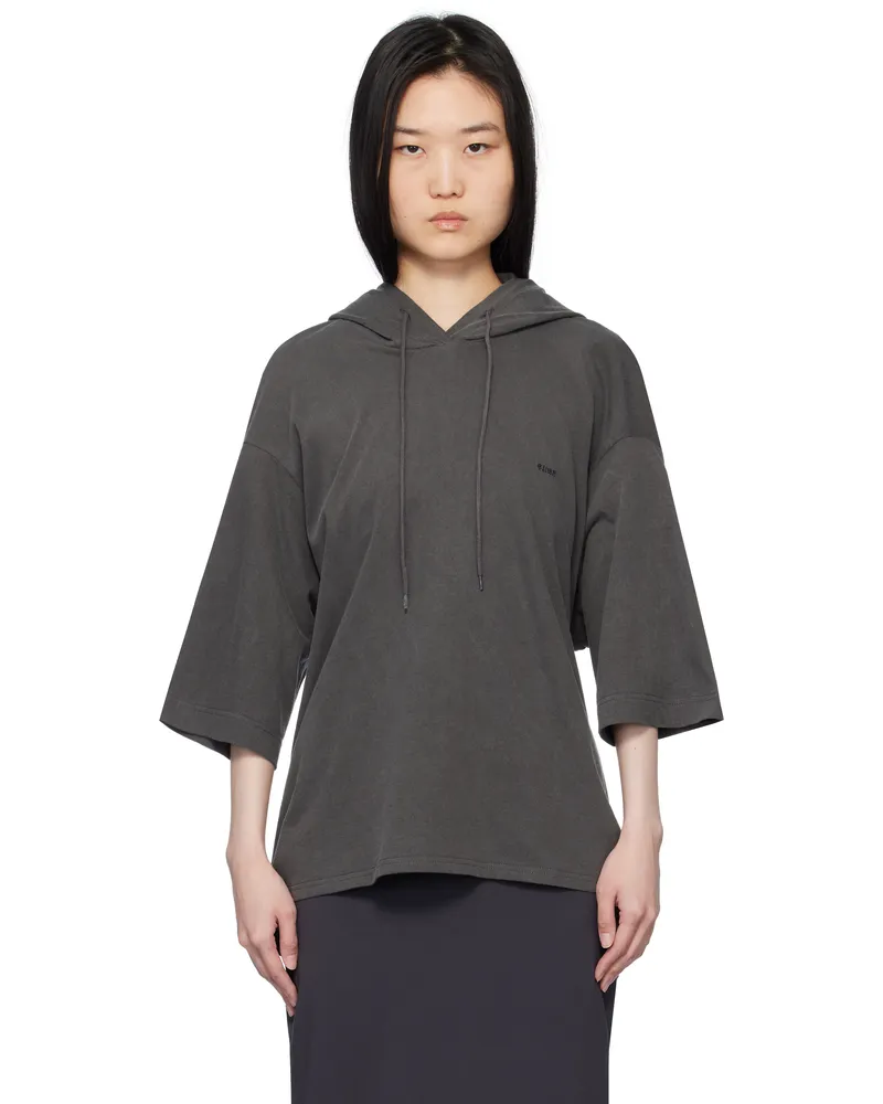 pushBUTTON Gray Square Half Sleeve Hoodie Dark