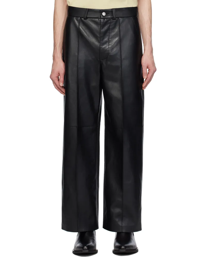 Nanushka Black Dax Regenerated Leather Trousers Black