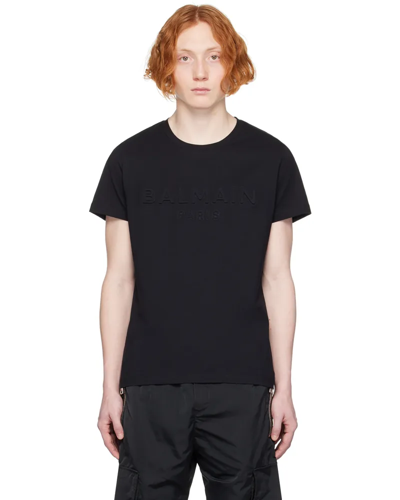 Balmain Black Embossed T-Shirt 0pa