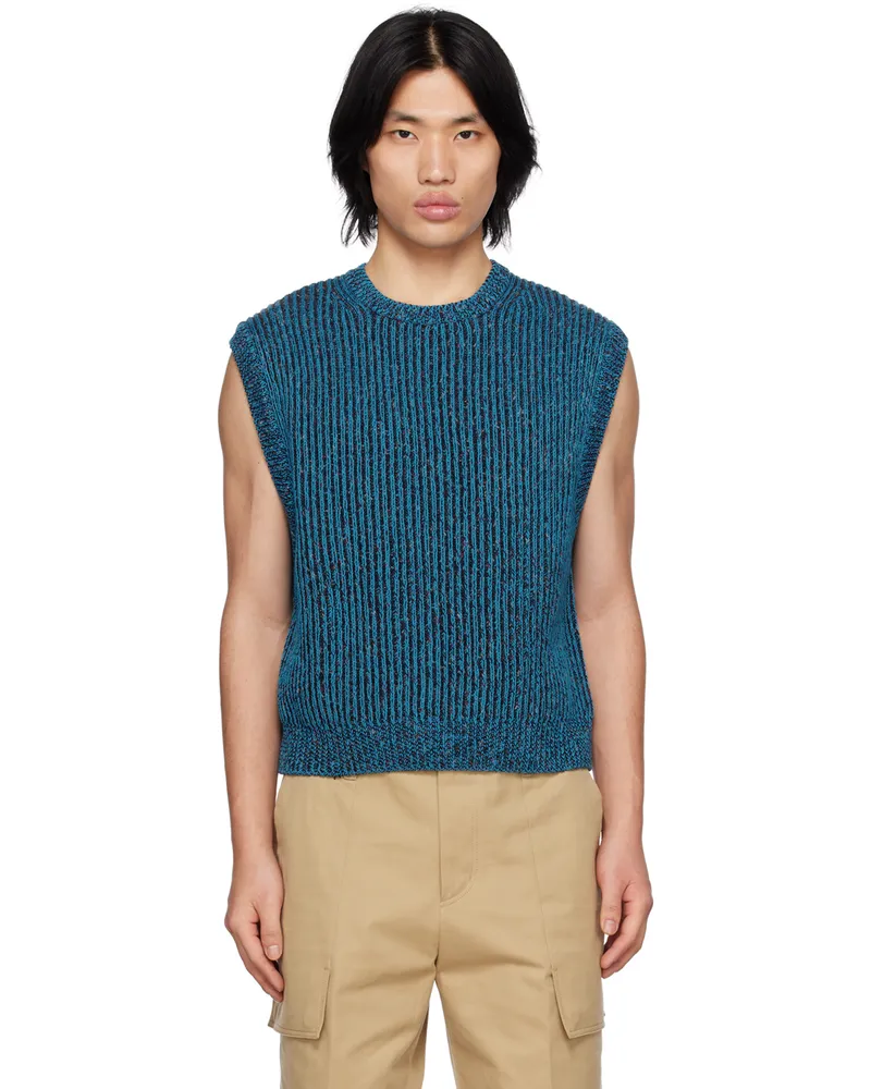Wooyoungmi Blue Crewneck Vest Blue
