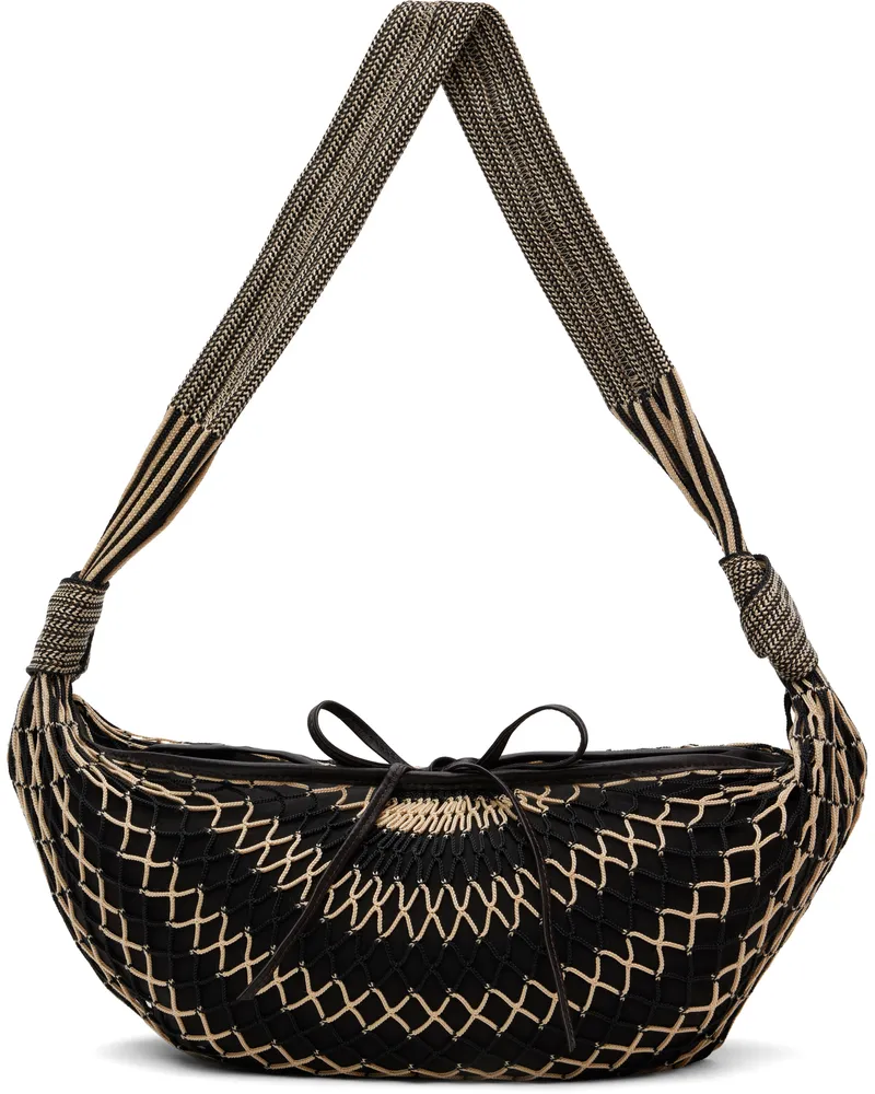 Christophe Lemaire Black & Beige Croissant Filt Bag Mu424